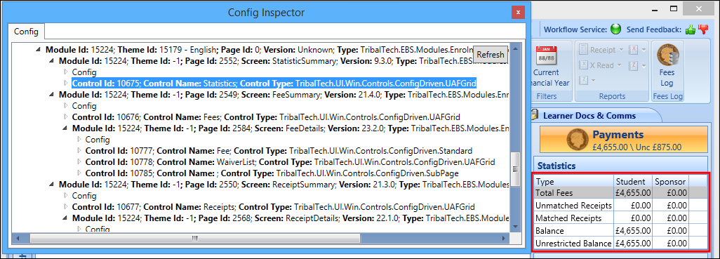 Config Inspector window